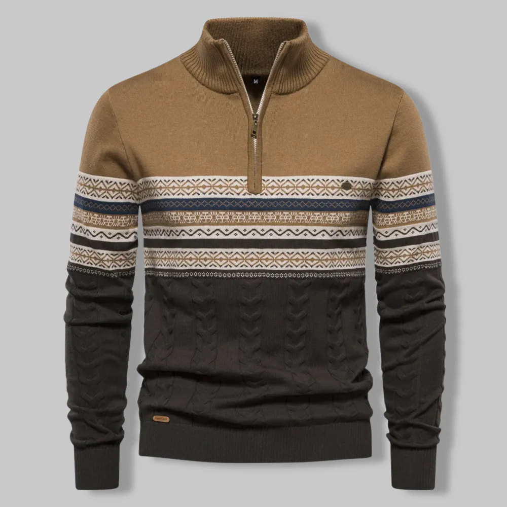 Striped Zip Sweater - SummitZip - Image 2