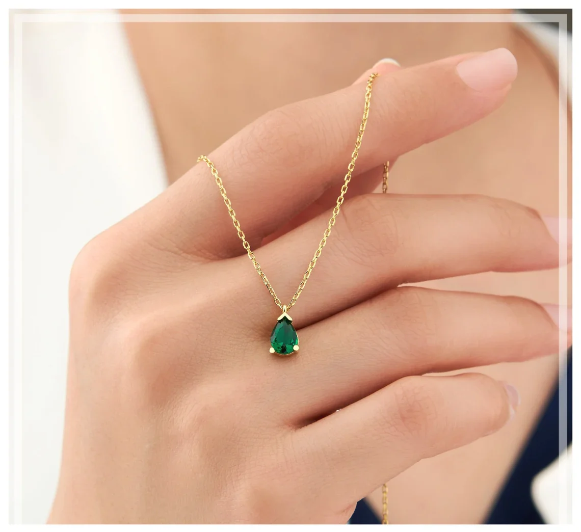 Stunning Emerald Drop Necklace - Image 2