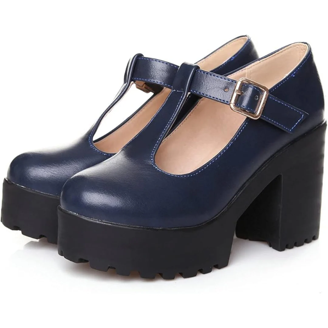 T-Strap Chunky Platform Heels – Jane - Image 10