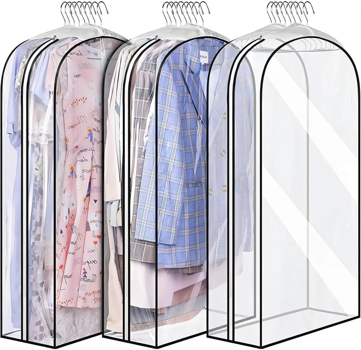 Transparent Garment Covers with Inserts – 6-Pack Side Zipper Storage Covers - Image 6