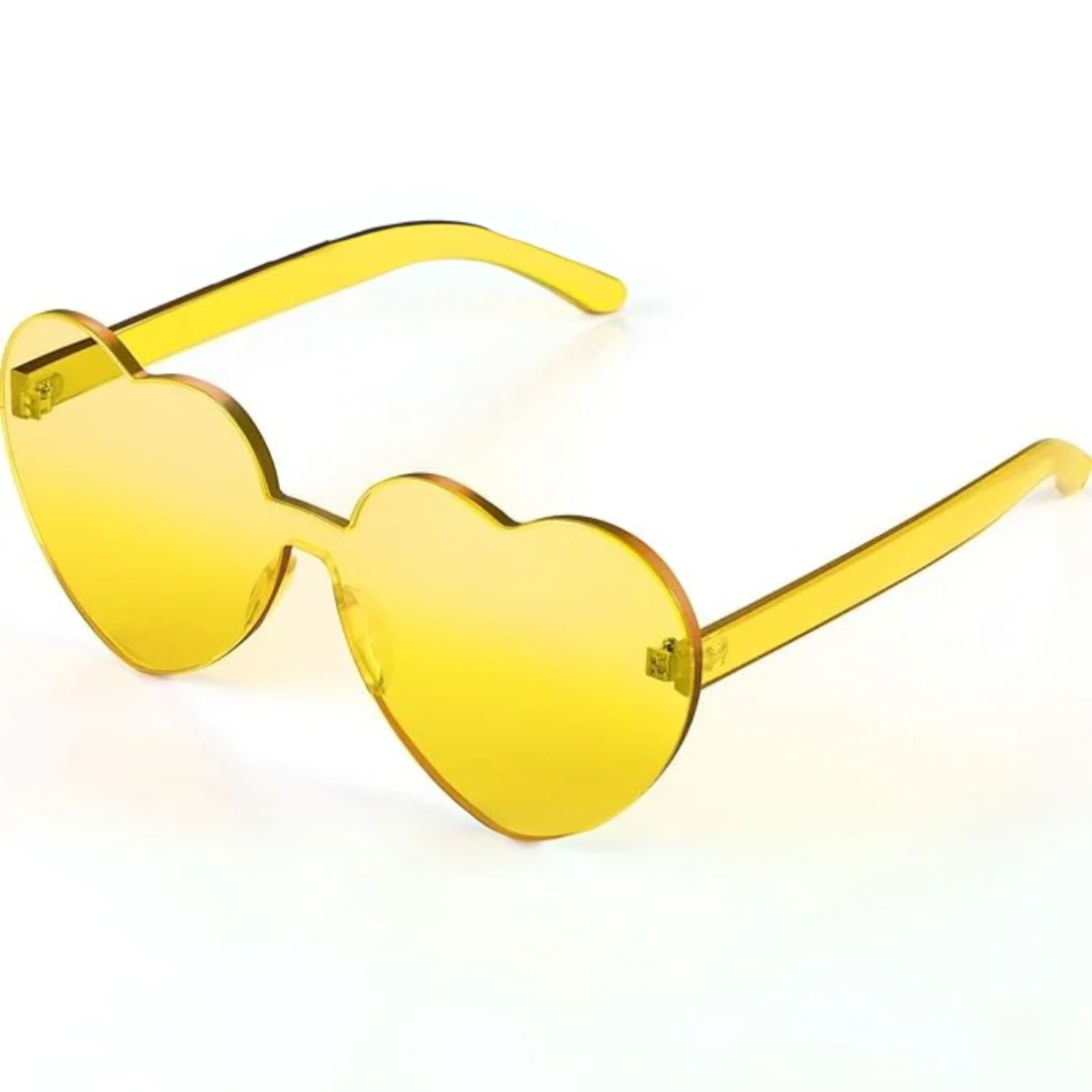 Trendy heart-shaped sunglasses without a frame in a transparent look - HeartBlitz - Image 5