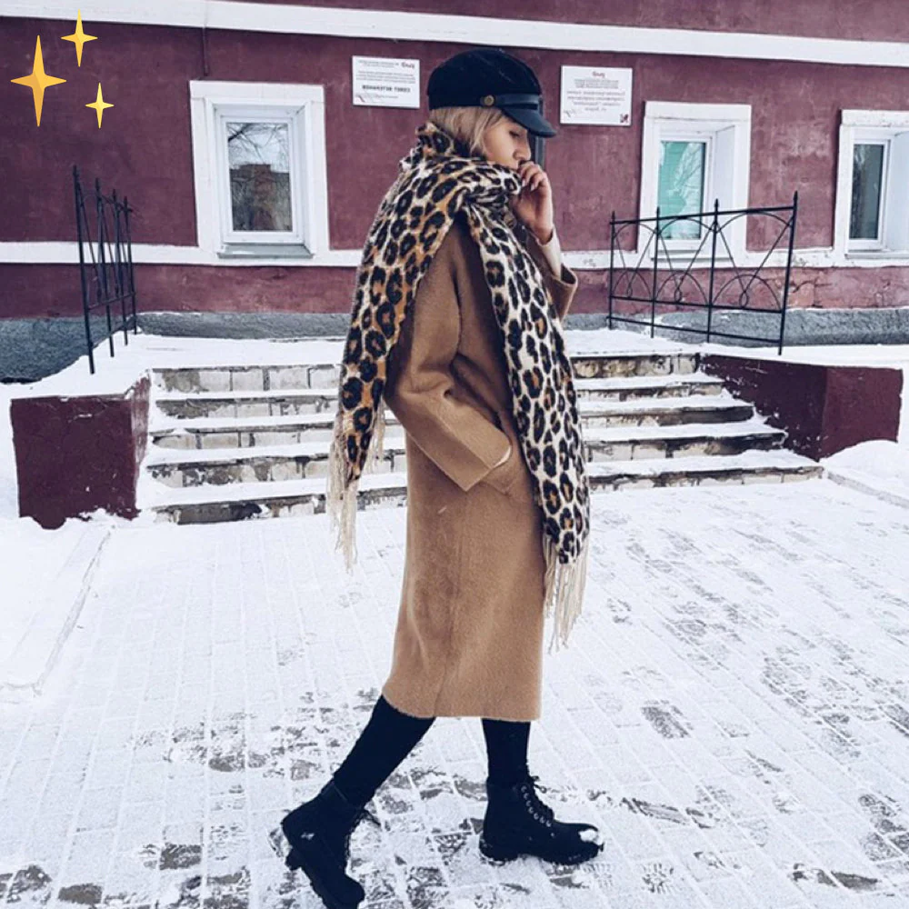 Trendy Leopard Print XL Wool Scarf - Sophia - Image 10