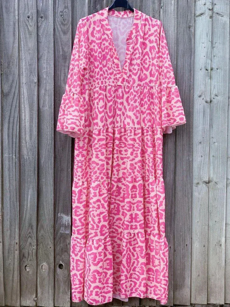 Trendy Maxi Dress with Pink Leopard Print - ChicSafari - Image 3