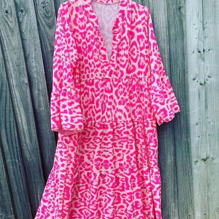 Trendy Maxi Dress with Pink Leopard Print - ChicSafari - Image 6