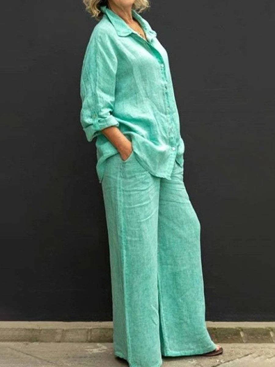 Two-piece cotton-linen women's suit summer - Linora