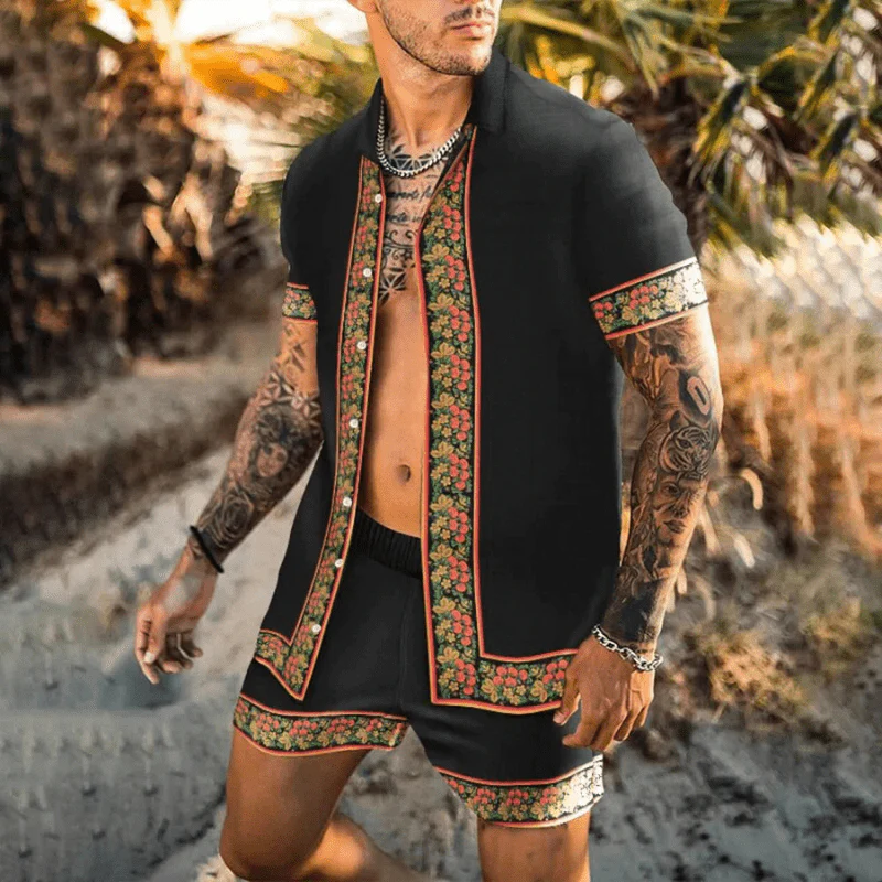 Two-piece men's summer set with patchwork print – Malik - Image 12