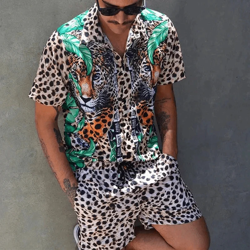 Two-piece men's summer set with patchwork print – Malik - Image 4