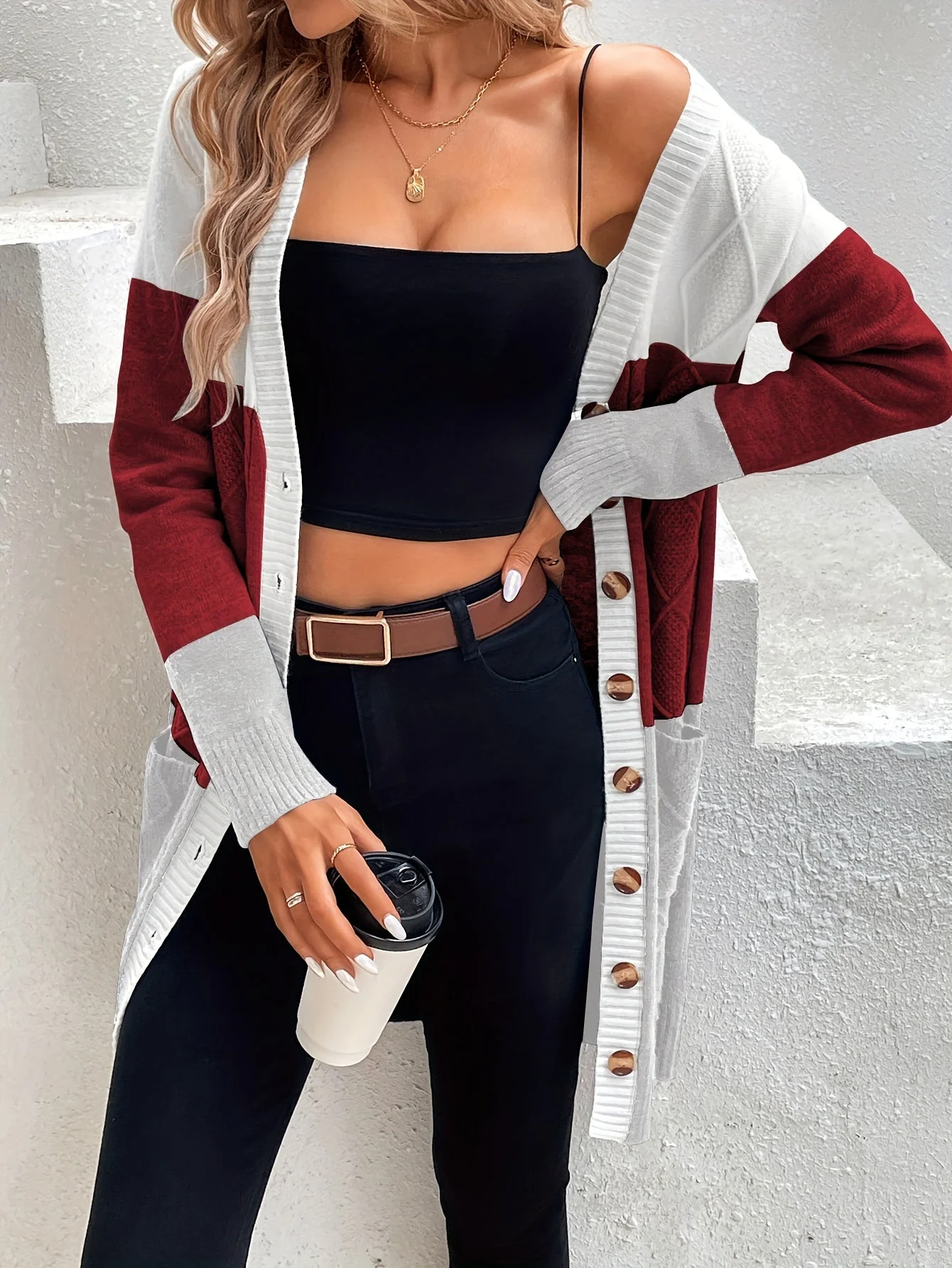 Versatile Long Sleeve Vest - Celeste - Image 7
