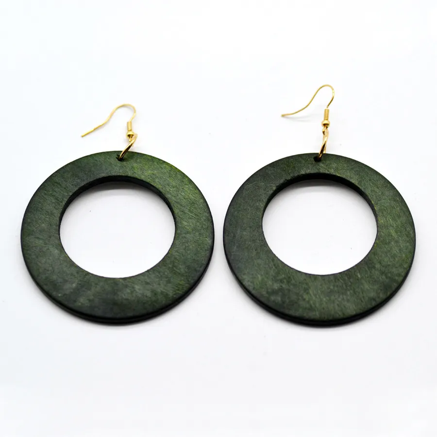 Vintage Green Carved Wooden Earrings | Unique Handmade Jewellery - Image 9