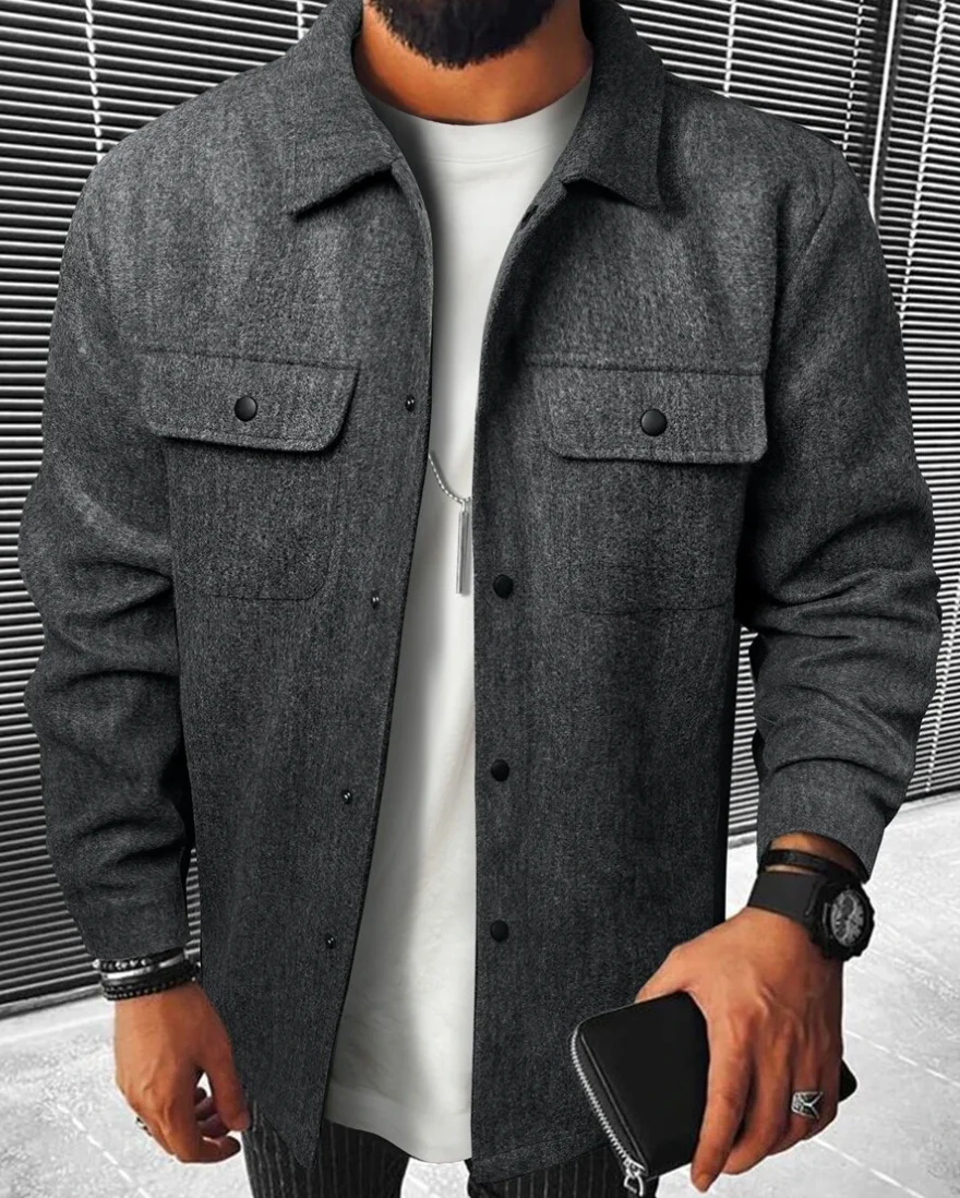 Warm men's shirt with pockets - Mateo - Image 3