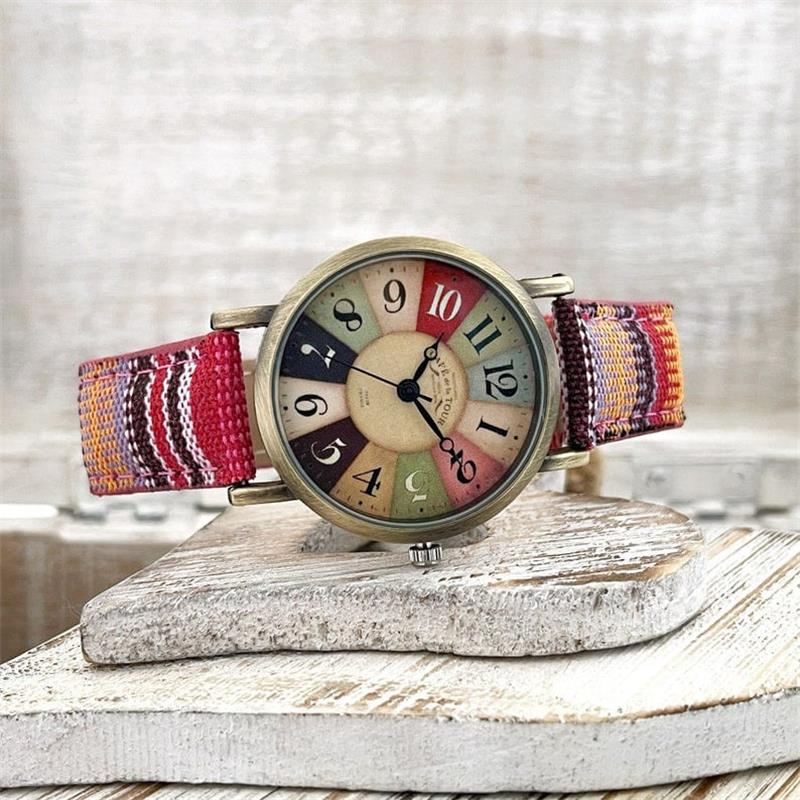 Watch with multicoloured rainbow pattern & braided strap – Elyvra - Image 5