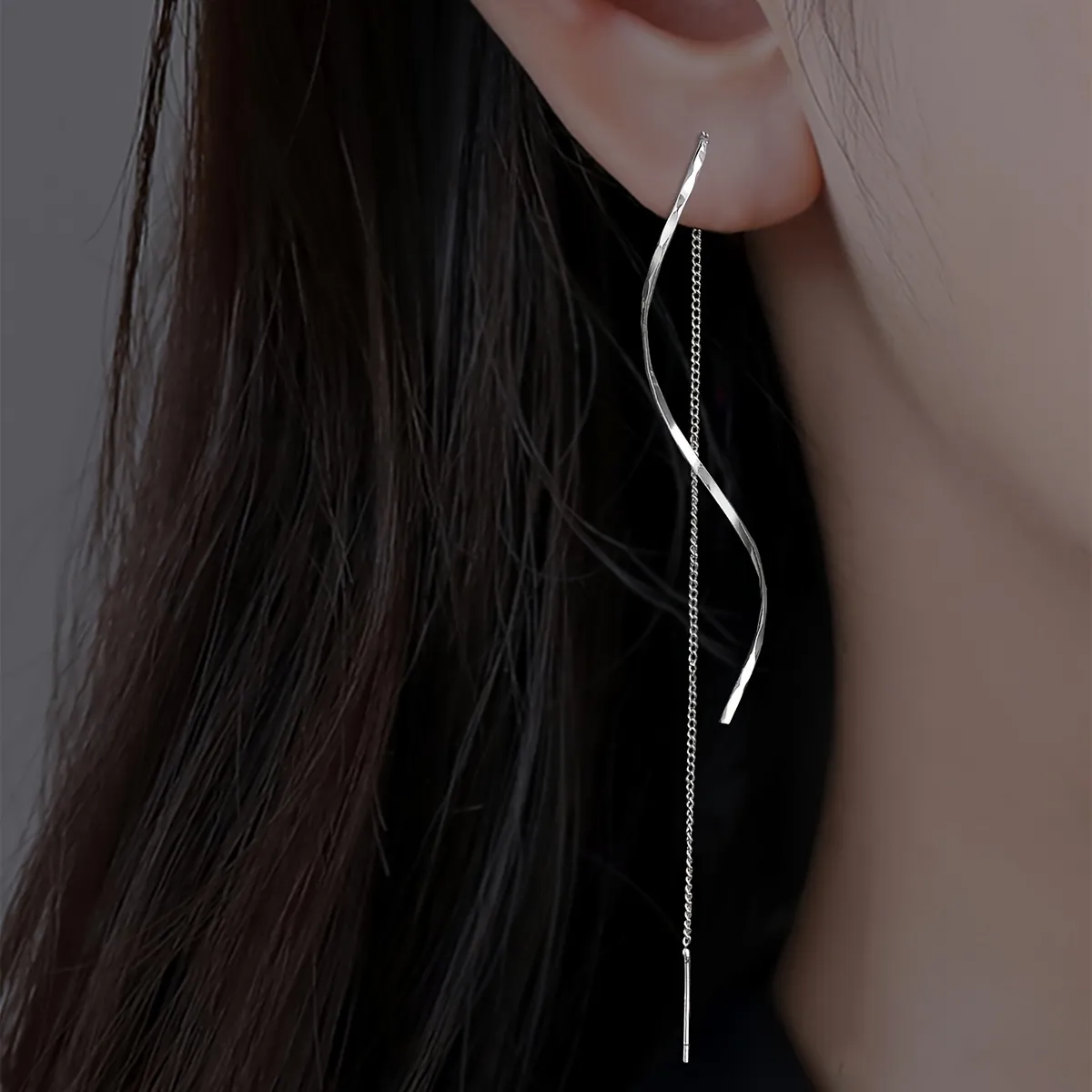 Wave Threader Earrings | Stylish Women's Jewellery - Image 2