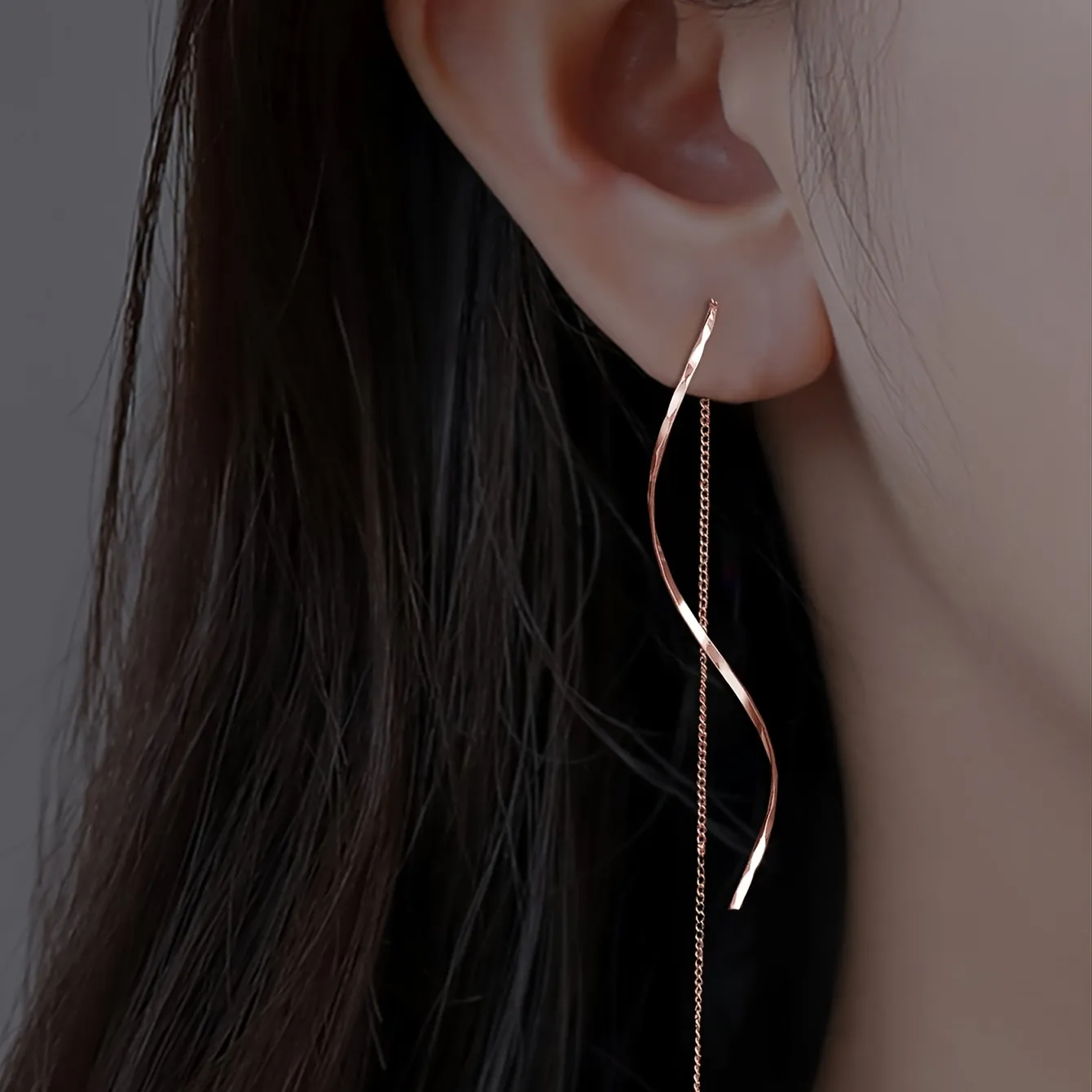 Wave Threader Earrings | Stylish Women's Jewellery - Image 3