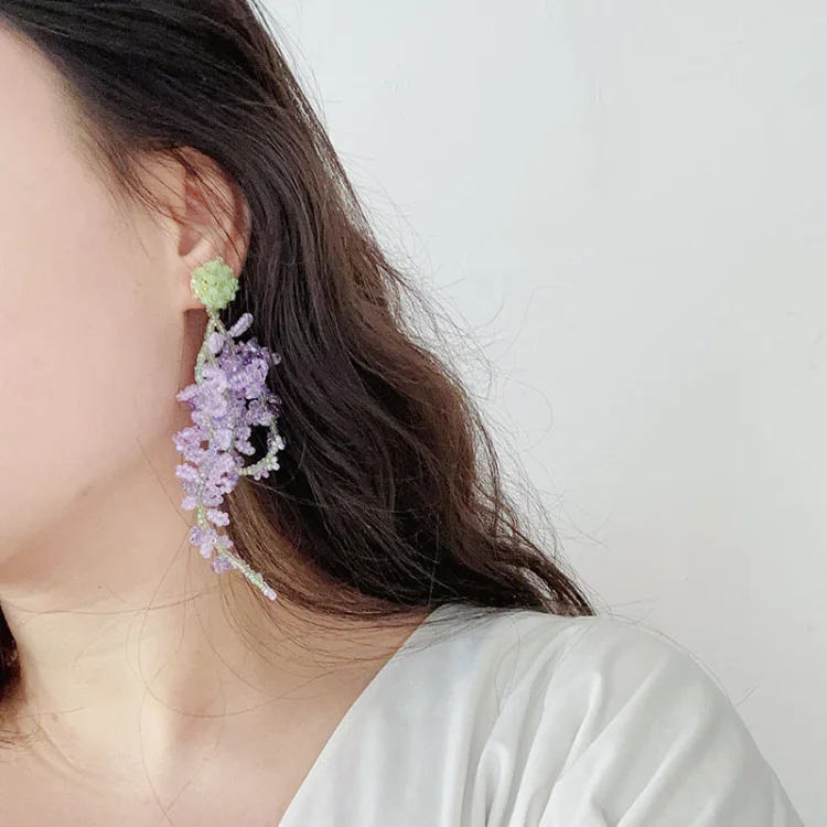 Wisteria Cluster Earrings with Forest Theme - Aurelia - Image 3