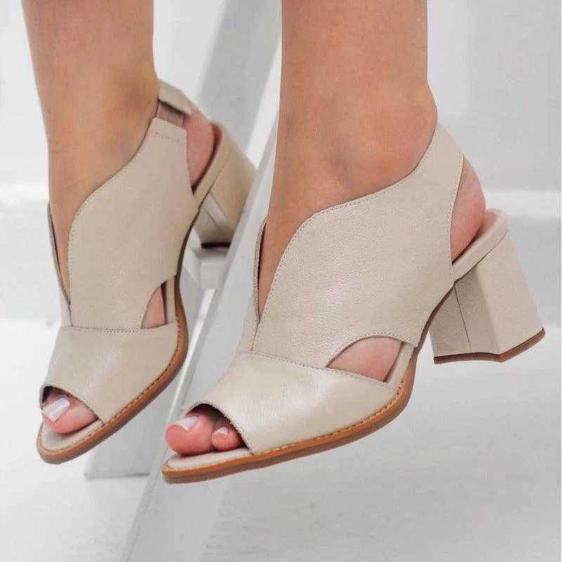 Women’s leather sandals with heel & comfort footbed – Selina - Image 14