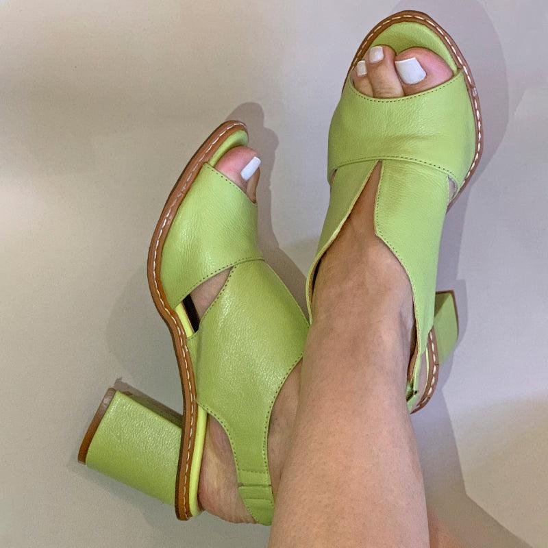Women’s leather sandals with heel & comfort footbed – Selina - Image 16
