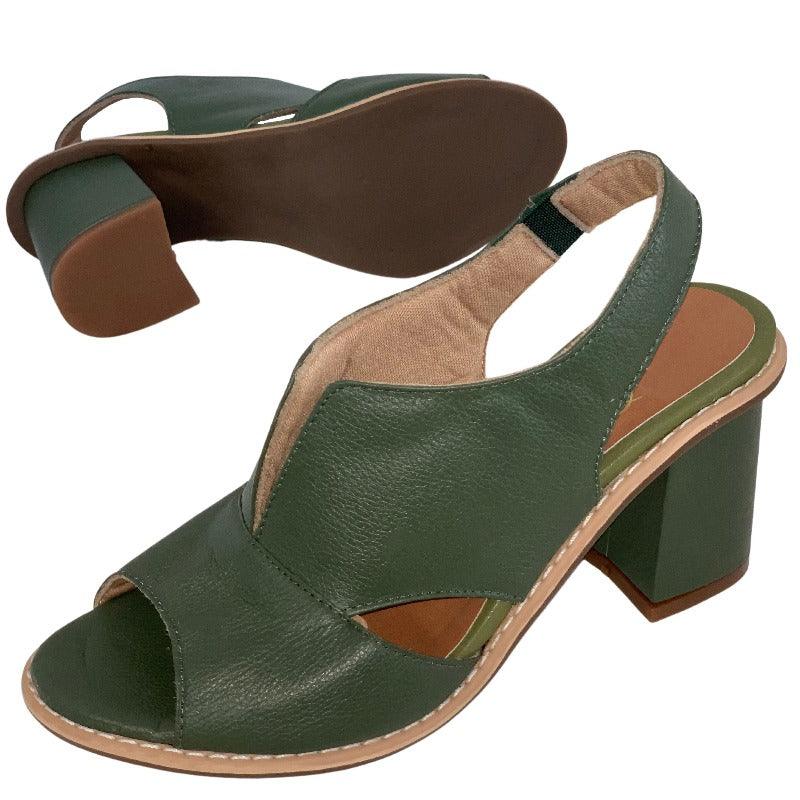 Women’s leather sandals with heel & comfort footbed – Selina - Image 8