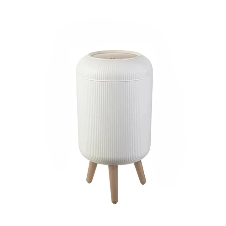 Wooden High Foot Trash Can with Press Cover – EcoBin - Image 5