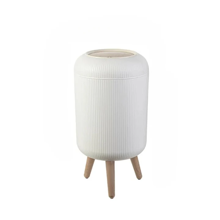 Wooden High Foot Trash Can with Press Cover – EcoBin - Image 6