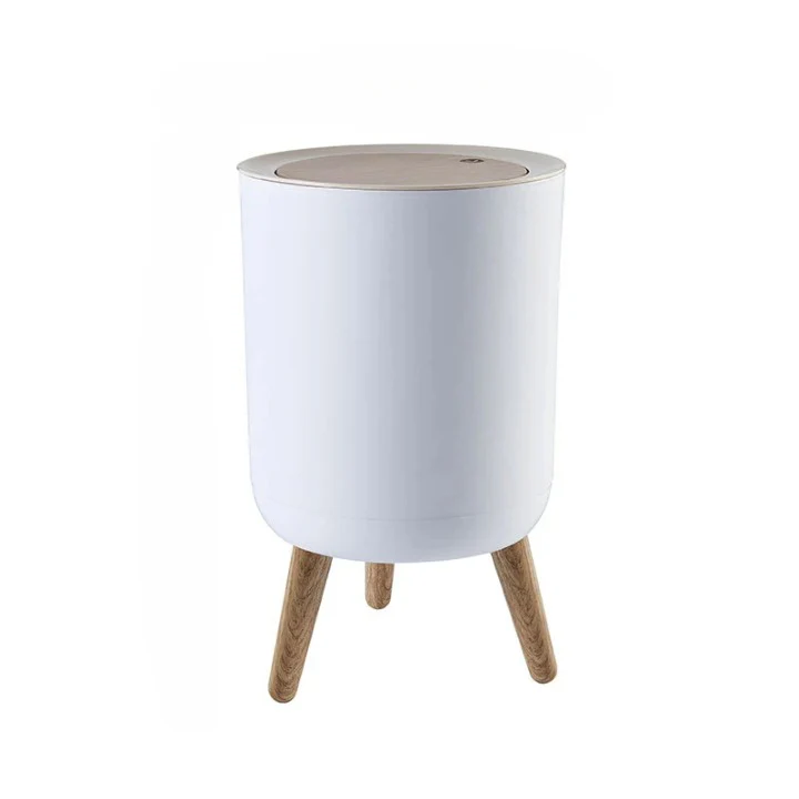 Wooden High Foot Trash Can with Press Cover – EcoBin - Image 8